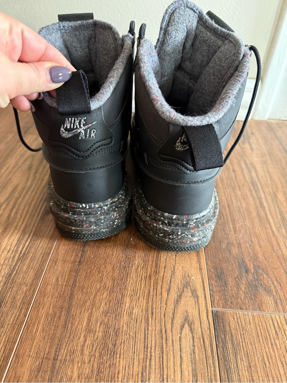 NIKE AIR FORCE 1 BOOTS SNEAKERS DARK SMOKE GREY BLACK RARE DD0747 001 (SIZE 10) - Picture 4 of 8